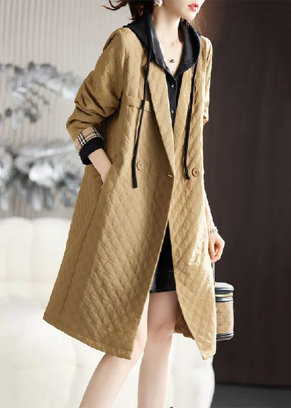 Long women's mac coats in a lightweight fabric for spring showersJacquard Camel Notched Button Long Coat Long Sleeve Long women's mac coats in a lightweight fabric for spring showersJacquard Camel Notched Button Long Coat Long Sleeve
