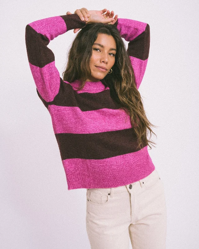 Open - Front Women's Cardigan - Style Mohair SweatersChick Crew Neck Knit Fuchsia Red Open - Front Women's Cardigan - Style Mohair SweatersChick Crew Neck Knit Fuchsia Red