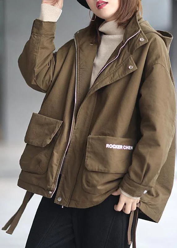 Belted women's cashmere coats in soft pastels for a luxurious feelKhaki Hooded Zippered Winter Cotton Long sleeve Coat Belted women's cashmere coats in soft pastels for a luxurious feelKhaki Hooded Zippered Winter Cotton Long sleeve Coat