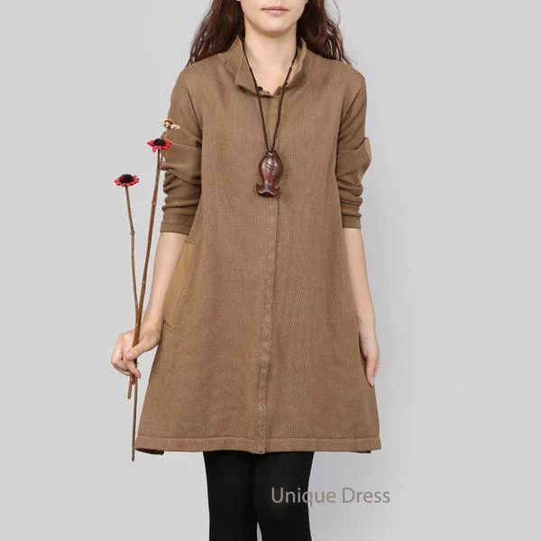 Plus size women's wool blend coats for a warm and stylish winterKhaki women sweater coat hooded cardigan Plus size women's wool blend coats for a warm and stylish winterKhaki women sweater coat hooded cardigan