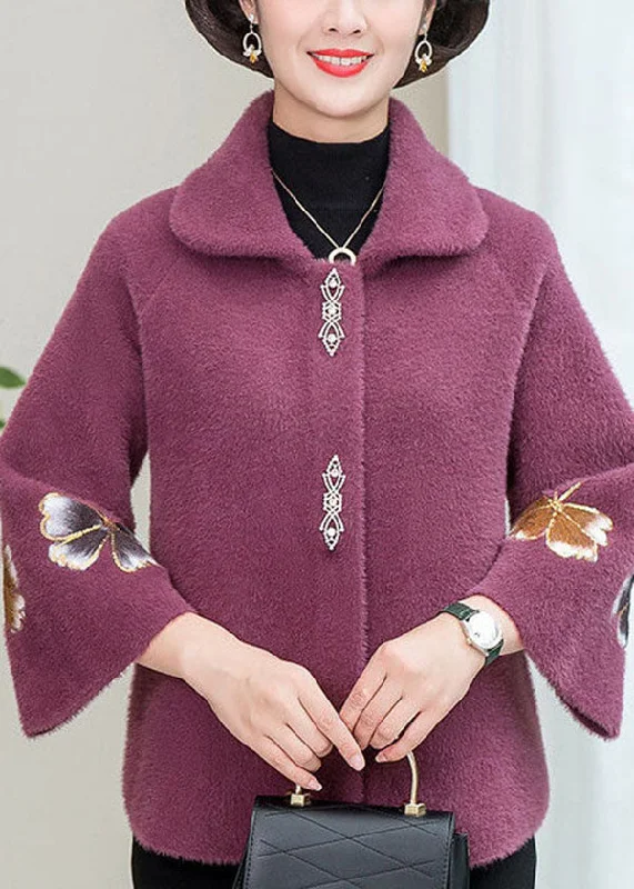 Water - resistant women's trench coats with adjustable cuffs for rainy daysLight Purple Mink Hair Knitted Jackets Square Collar Embroideried Winter Water - resistant women's trench coats with adjustable cuffs for rainy daysLight Purple Mink Hair Knitted Jackets Square Collar Embroideried Winter
