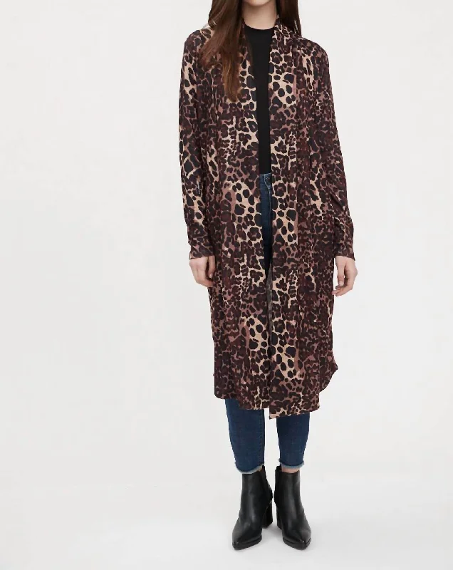 V - Neck Women's Ribbed Sweater Dresses with Belt for a Defined WaistLong Cardigan In Animal Print V - Neck Women's Ribbed Sweater Dresses with Belt for a Defined WaistLong Cardigan In Animal Print