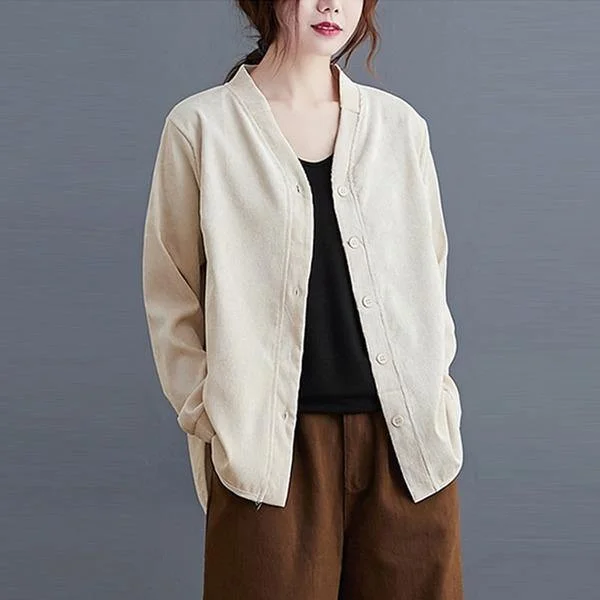 Women's reversible down coats with two - tone designs for versatile stylingLong Sleeve Casual Jackets New 2020 Autumn Vintage Solid Color Loose Comfortable Female Outerwear Coats Women's reversible down coats with two - tone designs for versatile stylingLong Sleeve Casual Jackets New 2020 Autumn Vintage Solid Color Loose Comfortable Female Outerwear Coats