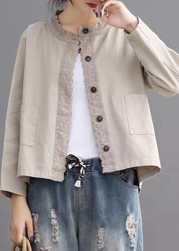 Petite women's wool blend coats with a tailored fit for a flattering silhouetteLoose Beige retro Denim Pockets Casual Coats Fall Petite women's wool blend coats with a tailored fit for a flattering silhouetteLoose Beige retro Denim Pockets Casual Coats Fall