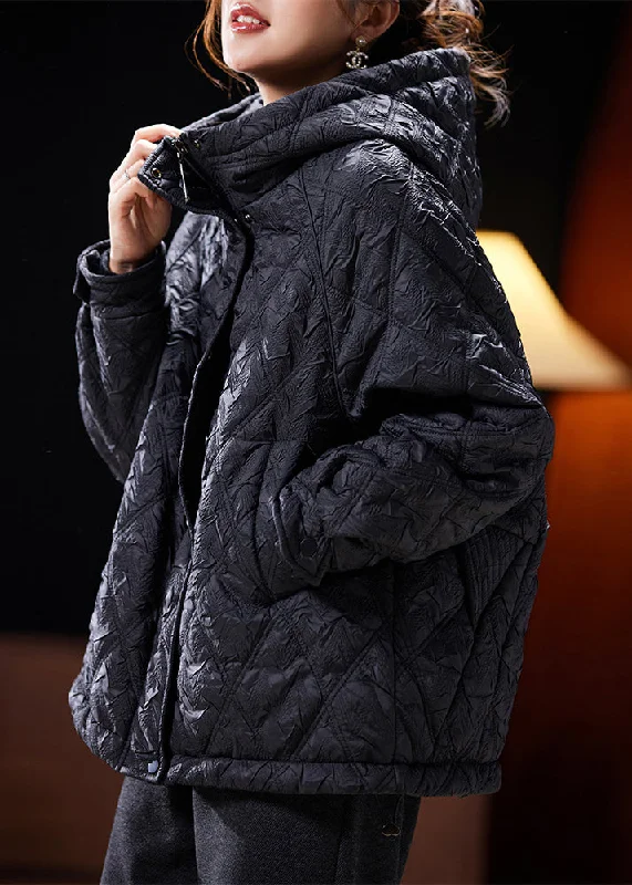 Belted women's cashmere coats in soft pastels for a luxurious feelLoose Black Hooded Zippered Pockets Cotton Filled Coat Long Sleeve Belted women's cashmere coats in soft pastels for a luxurious feelLoose Black Hooded Zippered Pockets Cotton Filled Coat Long Sleeve