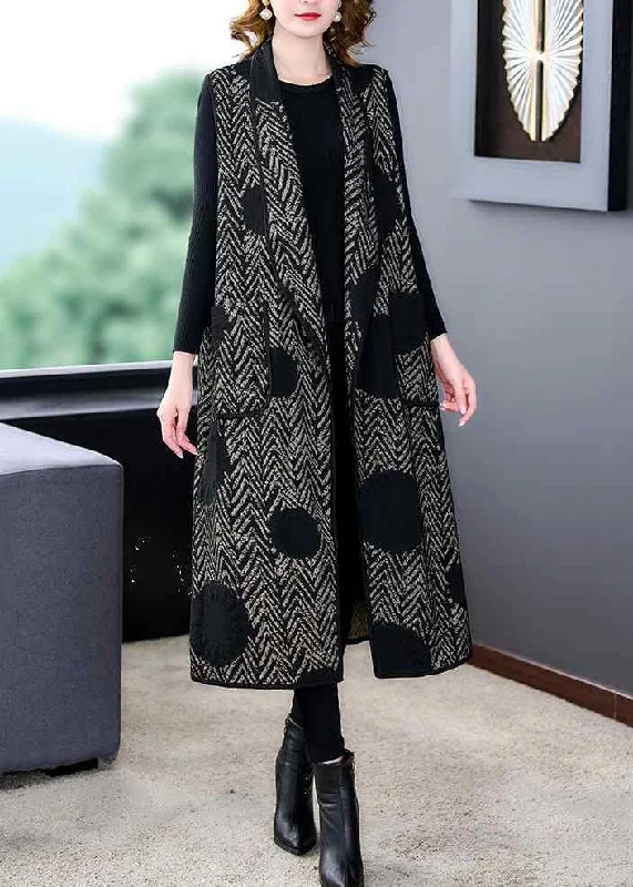 Hooded women's puffer coats in neon colors for high - visibility sportsLoose Black Print Pockets Patchwork Cotton Waistcoat Sleeveless Hooded women's puffer coats in neon colors for high - visibility sportsLoose Black Print Pockets Patchwork Cotton Waistcoat Sleeveless