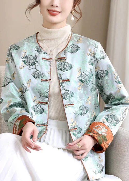 Oversized women's wool coats in a monochromatic look for a trendy outfitLoose Blue V Neck Button Print Silk Coats Spring Oversized women's wool coats in a monochromatic look for a trendy outfitLoose Blue V Neck Button Print Silk Coats Spring
