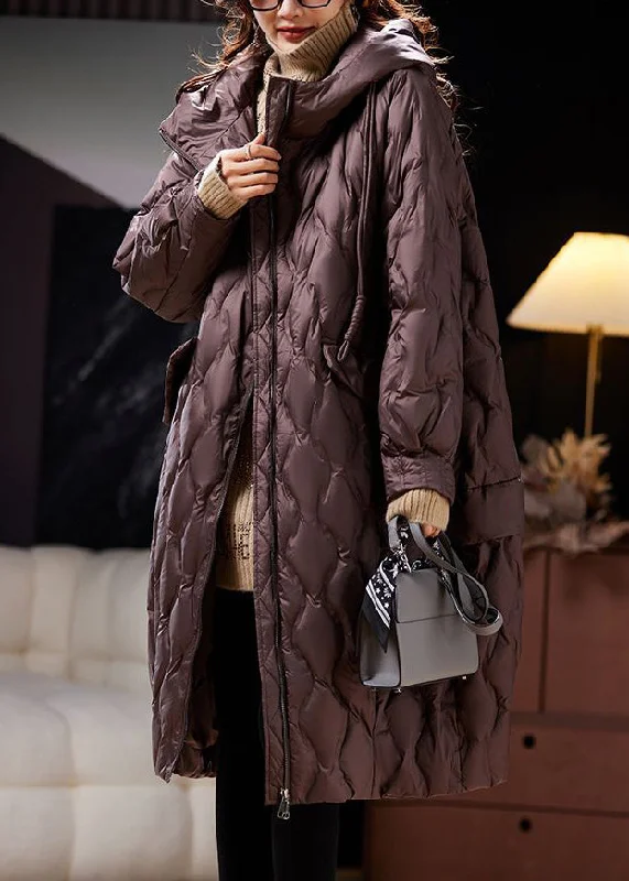 Women's faux fur coats in bright colors for a bold fashion statementLoose Coffee Hooded Pockets Winter Coat Women's faux fur coats in bright colors for a bold fashion statementLoose Coffee Hooded Pockets Winter Coat