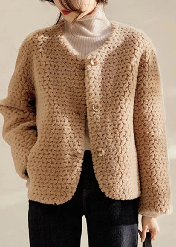 Plus size women's wool blend coats for a warm and stylish winterLoose Khaki O Neck Pockets Patchwork Wool Coats Winter Plus size women's wool blend coats for a warm and stylish winterLoose Khaki O Neck Pockets Patchwork Wool Coats Winter