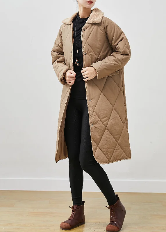 Embroidered women's cotton coats in a bohemian pattern for a unique designLoose Khaki Peter Pan Collar Pockets Duck Down Puffers Jackets Winter Embroidered women's cotton coats in a bohemian pattern for a unique designLoose Khaki Peter Pan Collar Pockets Duck Down Puffers Jackets Winter
