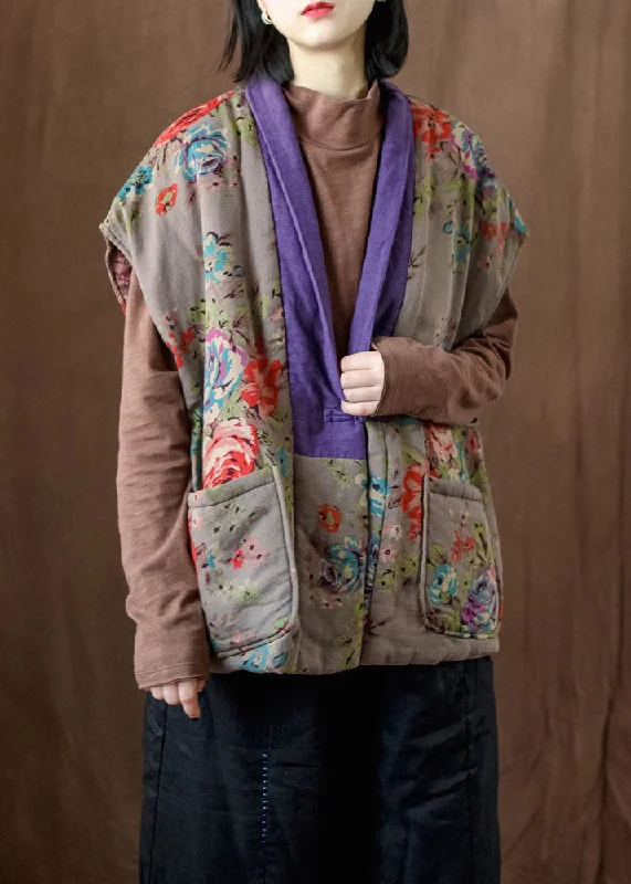 Plus size women's wool blend coats for a warm and stylish winterLoose Khaki V Neck Print Button Silk Cotton Parka Waistcoat Winter Plus size women's wool blend coats for a warm and stylish winterLoose Khaki V Neck Print Button Silk Cotton Parka Waistcoat Winter