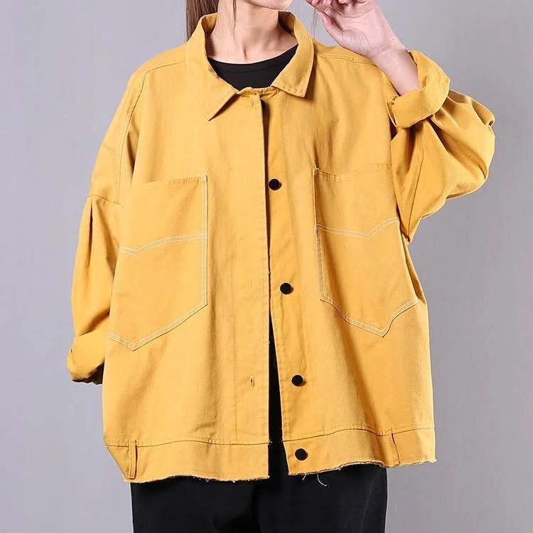 Women's knee - length wool blend coats with a fur collar for added warmthLoose lapel pockets Fine spring clothes For Women yellow silhouette coats Women's knee - length wool blend coats with a fur collar for added warmthLoose lapel pockets Fine spring clothes For Women yellow silhouette coats