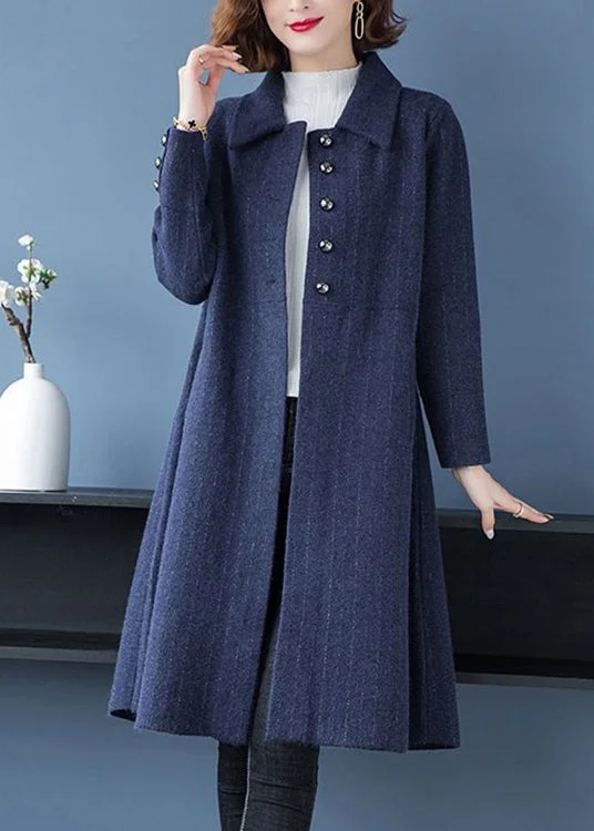 Women's waterproof parka coats with multiple pockets for practicalityLoose Navy Peter Pan Collar Button Patchwork Woolen Coats Fall Women's waterproof parka coats with multiple pockets for practicalityLoose Navy Peter Pan Collar Button Patchwork Woolen Coats Fall