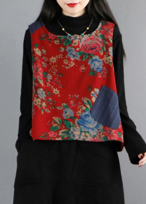 Petite women's wool blend coats with a tailored fit for a flattering silhouetteLoose Red O Neck Print Warm Fleece Waistcoat Sleeveless Petite women's wool blend coats with a tailored fit for a flattering silhouetteLoose Red O Neck Print Warm Fleece Waistcoat Sleeveless