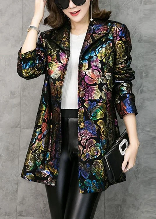 Women's cropped leather coats with silver studs for an edgy lookLoose Stand Collar Print Pockets Patchwork Faux Leather Coats Fall Women's cropped leather coats with silver studs for an edgy lookLoose Stand Collar Print Pockets Patchwork Faux Leather Coats Fall