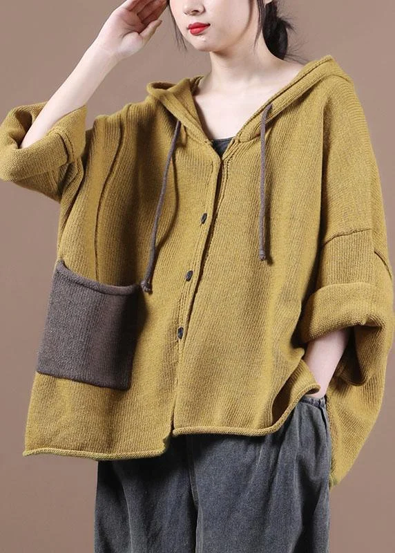 Oversized women's wool coats in a monochromatic look for a trendy outfitLoose Yellow Button Sweater Coat Oversized women's wool coats in a monochromatic look for a trendy outfitLoose Yellow Button Sweater Coat