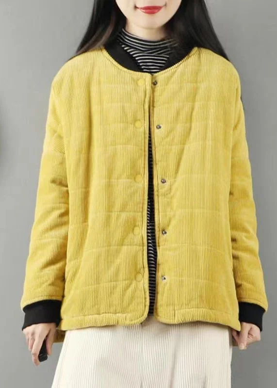 Water - resistant women's trench coats with adjustable cuffs for rainy daysLoose Yellow Pockets Patchwork Fine Cotton Filled Coats Winter Water - resistant women's trench coats with adjustable cuffs for rainy daysLoose Yellow Pockets Patchwork Fine Cotton Filled Coats Winter