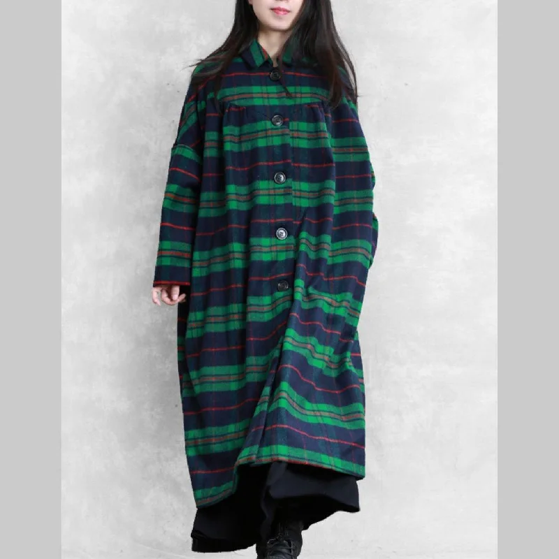 Shearling - lined women's leather coats for ultimate warmth and luxuryLuxury casual Coats women coats green plaid Notched pockets wool coat for woman Shearling - lined women's leather coats for ultimate warmth and luxuryLuxury casual Coats women coats green plaid Notched pockets wool coat for woman