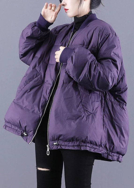 Women's cropped leather coats with silver studs for an edgy lookLuxury Purple Zippered Pockets Drawstring Winter Down Coats Long sleeve Women's cropped leather coats with silver studs for an edgy lookLuxury Purple Zippered Pockets Drawstring Winter Down Coats Long sleeve