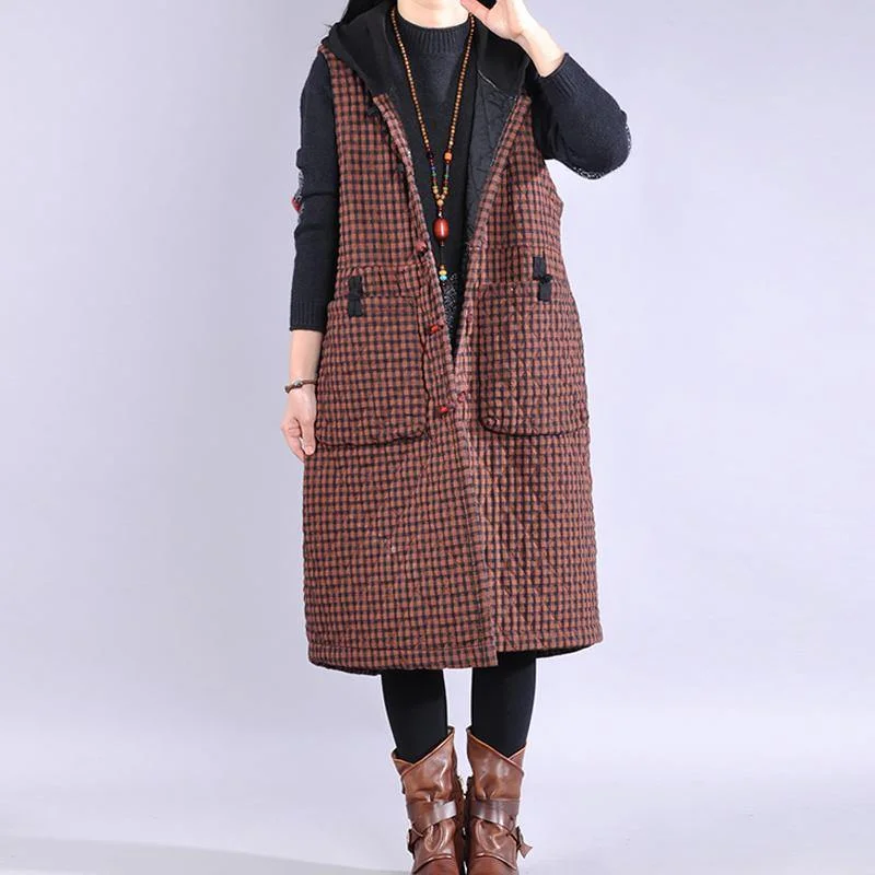 Women's knee - length wool blend coats with a fur collar for added warmthLuxury red plaid womens coats oversized winter jacket hooded sleeveless coats Women's knee - length wool blend coats with a fur collar for added warmthLuxury red plaid womens coats oversized winter jacket hooded sleeveless coats