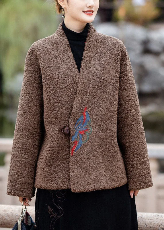 Women's waterproof parka coats with multiple pockets for practicalityModern Coffee V Neck Embroideried Thick Teddy Faux Fur Coats Winter Women's waterproof parka coats with multiple pockets for practicalityModern Coffee V Neck Embroideried Thick Teddy Faux Fur Coats Winter