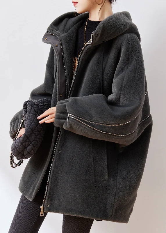 Women's faux fur coats in bright colors for a bold fashion statementModern Dark Grey Zip Up Cotton Filled Mink Velvet Coats Winter Women's faux fur coats in bright colors for a bold fashion statementModern Dark Grey Zip Up Cotton Filled Mink Velvet Coats Winter