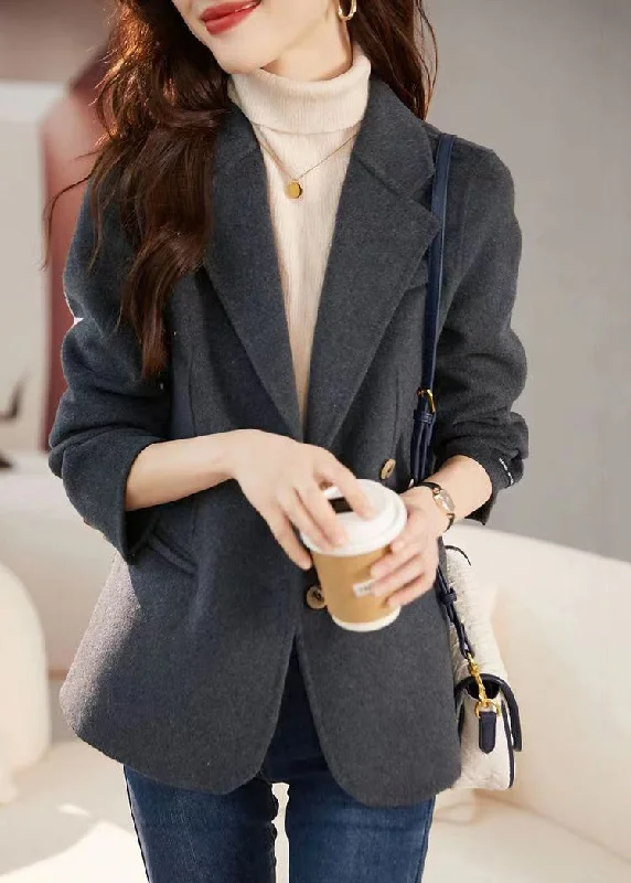 Women's faux fur coats in bright colors for a bold fashion statementModern Grey Lapel Slim Fit Woolen Coats Fall Women's faux fur coats in bright colors for a bold fashion statementModern Grey Lapel Slim Fit Woolen Coats Fall