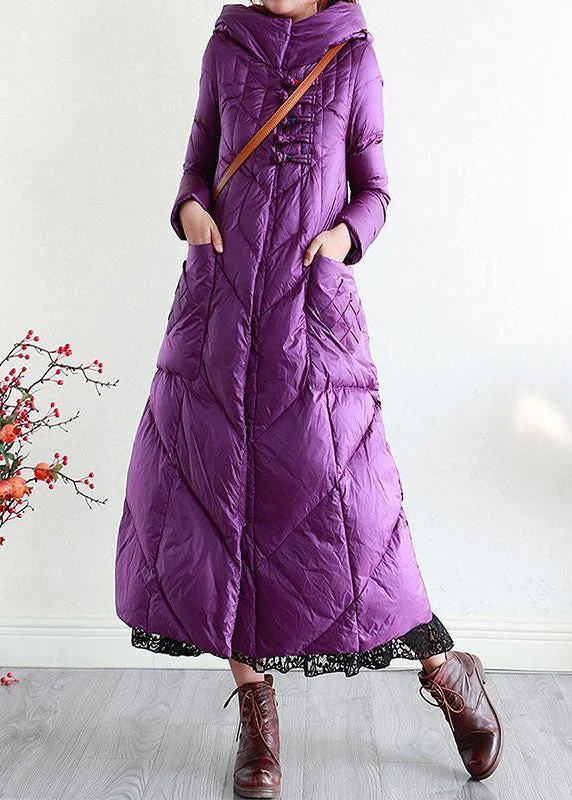 Plus size women's wool blend coats for a warm and stylish winterModern Purple Hooded Oriental Button Lengthen Duck Down Puffer Coat Winter Plus size women's wool blend coats for a warm and stylish winterModern Purple Hooded Oriental Button Lengthen Duck Down Puffer Coat Winter