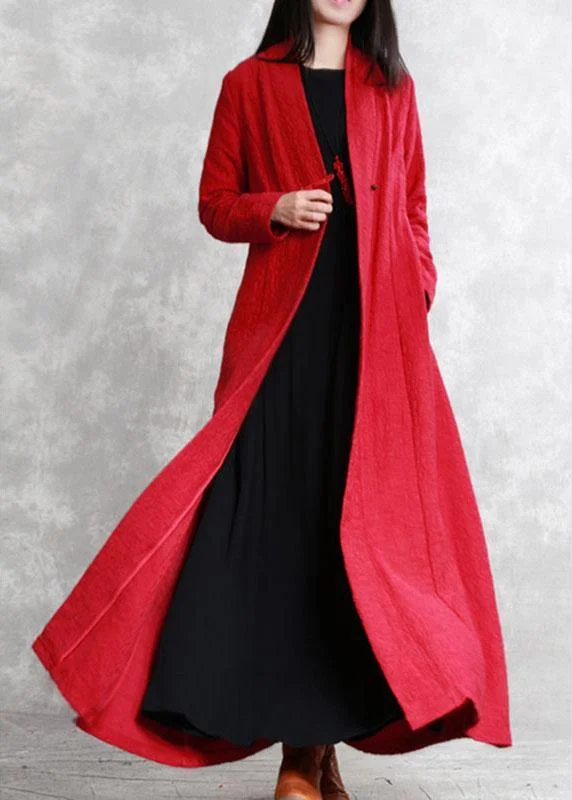 Women's longline double - breasted camel coats for a sophisticated lookModern Red V Neck Pockets Fall slim fit Coats Long sleeve Women's longline double - breasted camel coats for a sophisticated lookModern Red V Neck Pockets Fall slim fit Coats Long sleeve