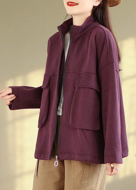 Oversized women's wool coats in a monochromatic look for a trendy outfitNatural Purple Zip Up Pockets Patchwork Warm Fleece Jackets Fall Oversized women's wool coats in a monochromatic look for a trendy outfitNatural Purple Zip Up Pockets Patchwork Warm Fleece Jackets Fall