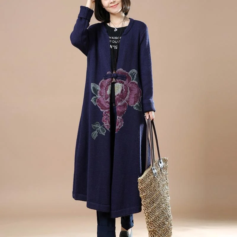 Women's reversible down coats with two - tone designs for versatile stylingNavy long knit maxi coats woman Women's reversible down coats with two - tone designs for versatile stylingNavy long knit maxi coats woman