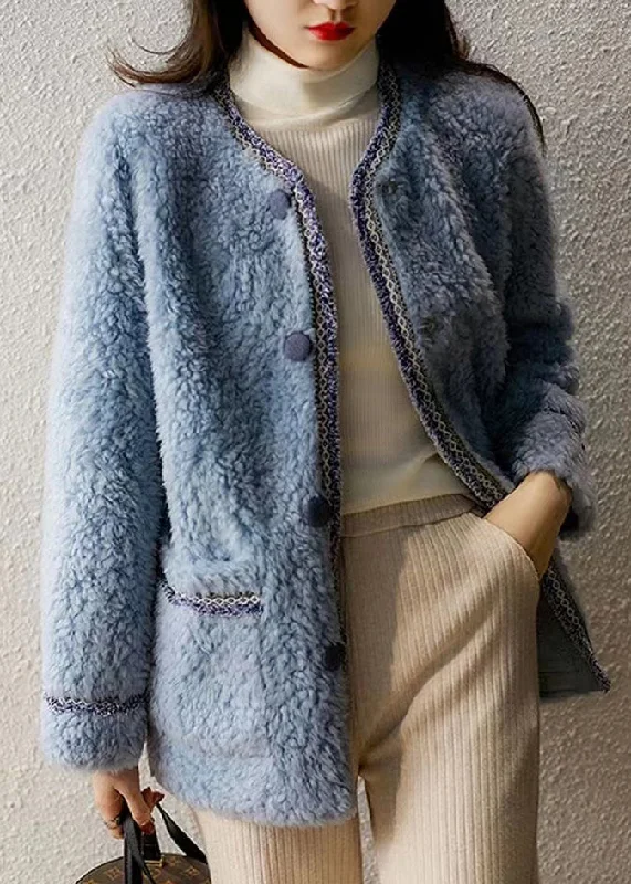 Women's waterproof parka coats with multiple pockets for practicalityNew Blue O Neck Pockets Button Patchwork Woolen Coat Winter Women's waterproof parka coats with multiple pockets for practicalityNew Blue O Neck Pockets Button Patchwork Woolen Coat Winter