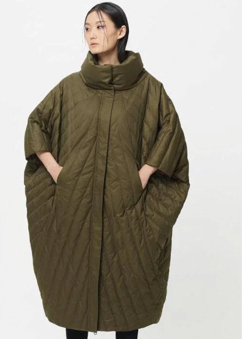 Mid - length women's down coats in a slim fit for a modern and sleek appearanceNew Green Stand Collar Loose Pockets Thick Winter Duck Down Coats Mid - length women's down coats in a slim fit for a modern and sleek appearanceNew Green Stand Collar Loose Pockets Thick Winter Duck Down Coats