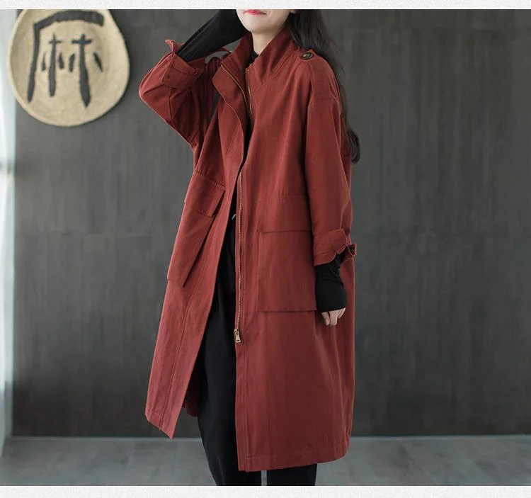Checkered women's wool coats in a classic pattern for a timeless styleNew Loose Leisure 2 Color Zipper Pockets Long Sleeve Windbreaker Women Coat Checkered women's wool coats in a classic pattern for a timeless styleNew Loose Leisure 2 Color Zipper Pockets Long Sleeve Windbreaker Women Coat