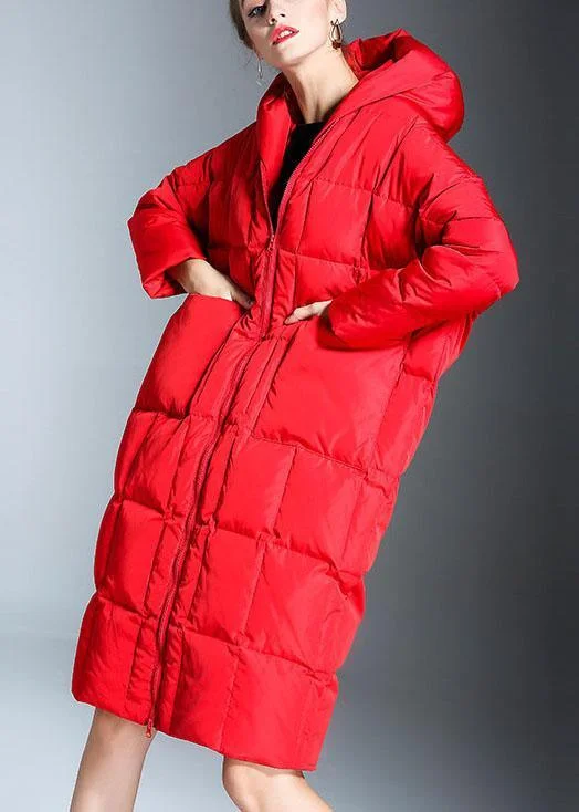 Shearling - lined women's leather coats for ultimate warmth and luxuryNew Red hooded Pockets Casual Winter Duck Down down coat Shearling - lined women's leather coats for ultimate warmth and luxuryNew Red hooded Pockets Casual Winter Duck Down down coat
