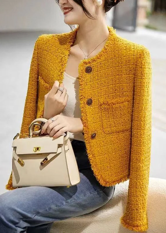 Oversized women's wool coats in a monochromatic look for a trendy outfitNew Yellow O Neck Button Pockets Cotton Coats Fall Oversized women's wool coats in a monochromatic look for a trendy outfitNew Yellow O Neck Button Pockets Cotton Coats Fall