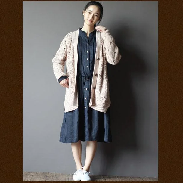 Women's knee - length wool blend coats with a fur collar for added warmthNude women knit sweater cardigan coat Women's knee - length wool blend coats with a fur collar for added warmthNude women knit sweater cardigan coat