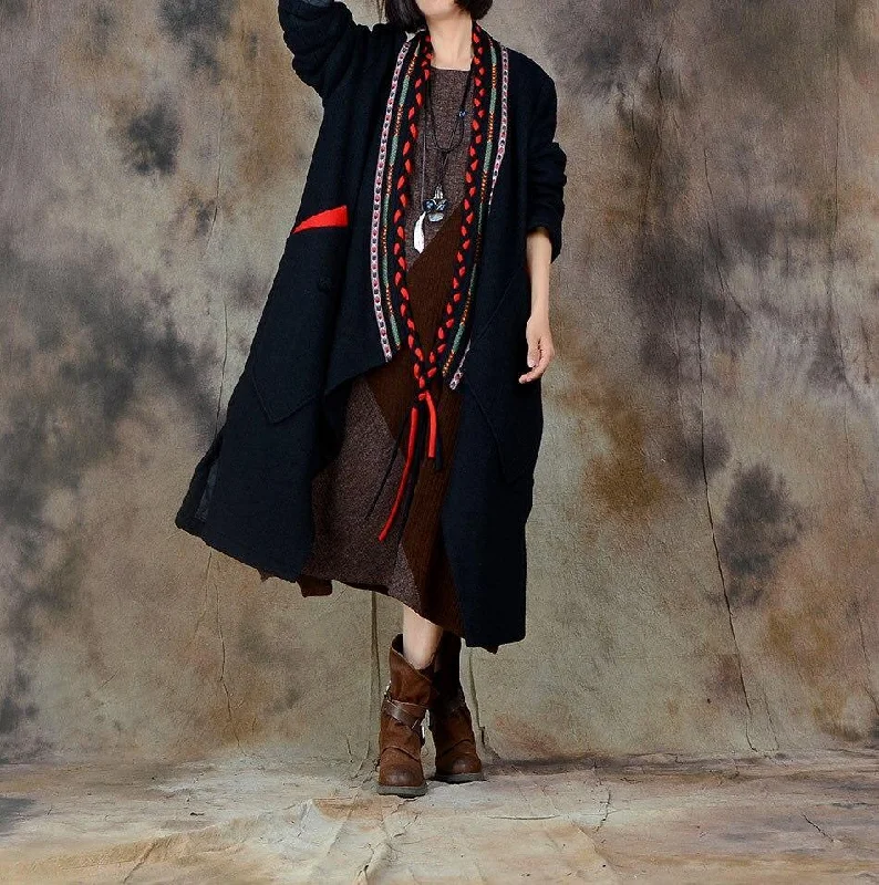 Shearling - lined women's leather coats for ultimate warmth and luxuryOmychic Autumn winter Retro Woollen Coat blends Outwear Vintage Overcoat Loose Long Coat Ladies Patchwork Trench Shearling - lined women's leather coats for ultimate warmth and luxuryOmychic Autumn winter Retro Woollen Coat blends Outwear Vintage Overcoat Loose Long Coat Ladies Patchwork Trench