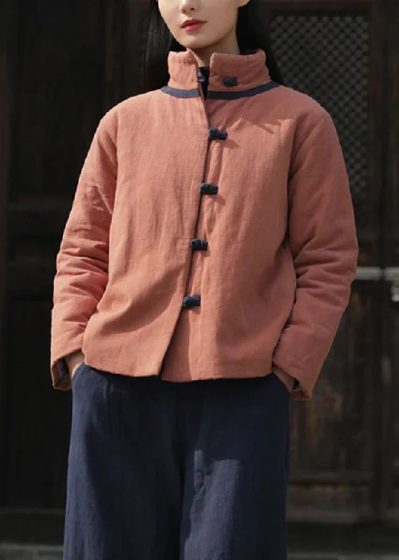 Mid - length women's down coats in a slim fit for a modern and sleek appearanceOrange Warm Fine Cotton Filled Coats Chinese Button Winter Mid - length women's down coats in a slim fit for a modern and sleek appearanceOrange Warm Fine Cotton Filled Coats Chinese Button Winter