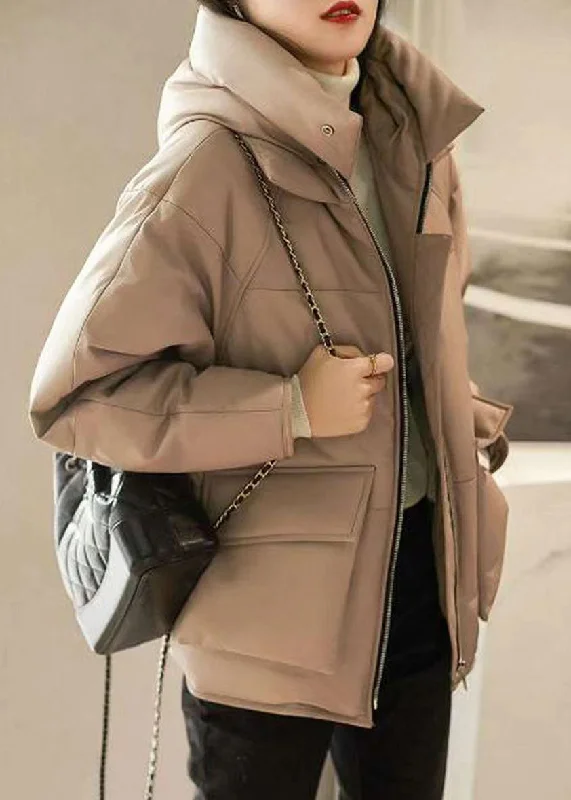 Women's pea coats with brass buttons for a nautical - inspired styleOrganic Khaki Hooded Pockets Patchwork Sheepskin Duck Down Puffers Jackets Winter Women's pea coats with brass buttons for a nautical - inspired styleOrganic Khaki Hooded Pockets Patchwork Sheepskin Duck Down Puffers Jackets Winter