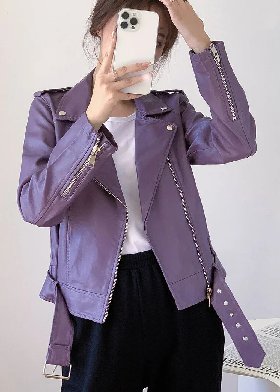 Women's waterproof parka coats with multiple pockets for practicalityOrganic Purple Zip Up Pockets Patchwork Faux Leather Jacket Fall Women's waterproof parka coats with multiple pockets for practicalityOrganic Purple Zip Up Pockets Patchwork Faux Leather Jacket Fall