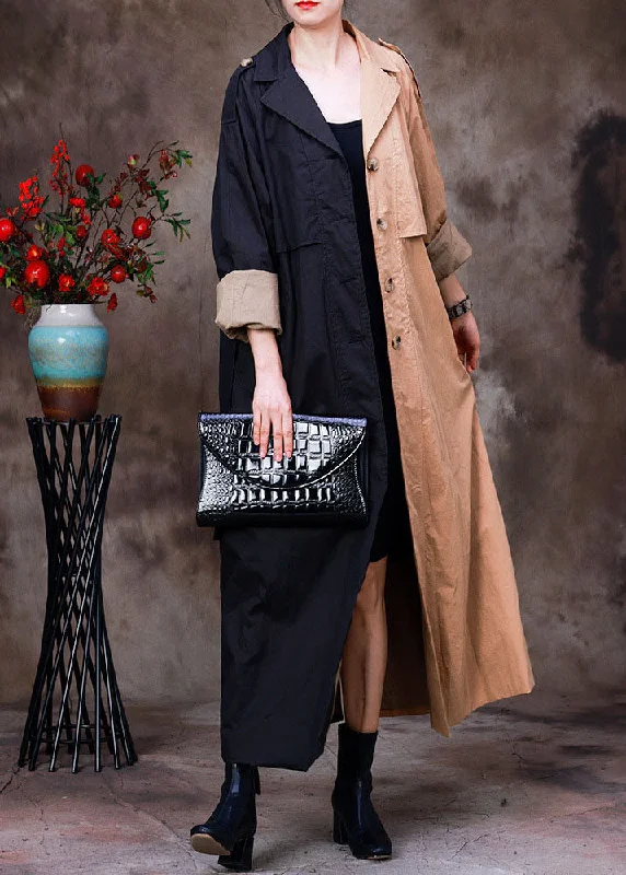 Women's longline double - breasted camel coats for a sophisticated lookOriginal Design Black Yellow Peter Pan Collar Patchwork Cotton Coat Outwear Long Sleeve Women's longline double - breasted camel coats for a sophisticated lookOriginal Design Black Yellow Peter Pan Collar Patchwork Cotton Coat Outwear Long Sleeve