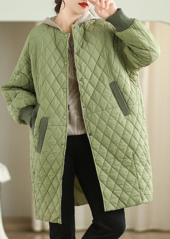 Checkered women's wool coats in a classic pattern for a timeless styleOversized Green Hooded Pockets Fine Cotton Filled Coat Winter Checkered women's wool coats in a classic pattern for a timeless styleOversized Green Hooded Pockets Fine Cotton Filled Coat Winter