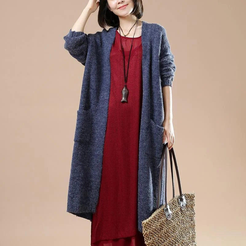 Plus size women's wool blend coats for a warm and stylish winterOversized long coats sweater cardigans in blue Plus size women's wool blend coats for a warm and stylish winterOversized long coats sweater cardigans in blue