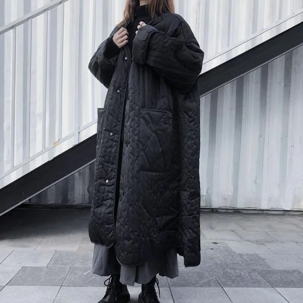 Women's reversible down coats with two - tone designs for versatile stylingPatchwork Casual Parkas Women Argyle Scarf Winter Tide Fashion New Irregular Style V Neck Collar Long Sleeve Coat