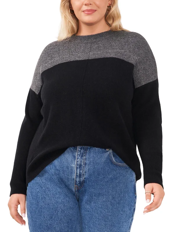 Mini - Length Women's Chunky Knit Sweater Dresses in Bold HuesPlus Womens Knit Colorblock Crewneck Sweater Mini - Length Women's Chunky Knit Sweater Dresses in Bold HuesPlus Womens Knit Colorblock Crewneck Sweater