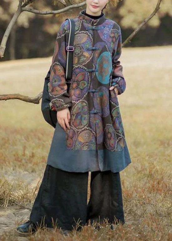 Plus size women's wool blend coats for a warm and stylish winterPurple Patchwork Warm Fleece Long Coats Stand Collar Print Winter Plus size women's wool blend coats for a warm and stylish winterPurple Patchwork Warm Fleece Long Coats Stand Collar Print Winter
