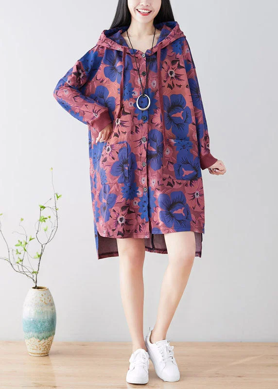 Women's waterproof parka coats with multiple pockets for practicalityPurple Print Patchwork Cotton Hooded Coat Spring Women's waterproof parka coats with multiple pockets for practicalityPurple Print Patchwork Cotton Hooded Coat Spring