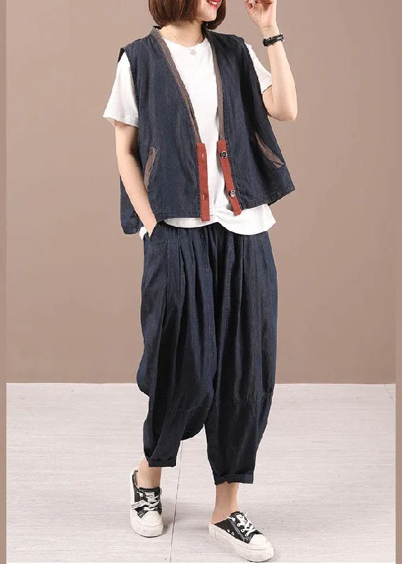 Long women's mac coats in a lightweight fabric for spring showersRed Summer Denim Patchwork Red Waistcoat Harem Two Pieces Set Long women's mac coats in a lightweight fabric for spring showersRed Summer Denim Patchwork Red Waistcoat Harem Two Pieces Set