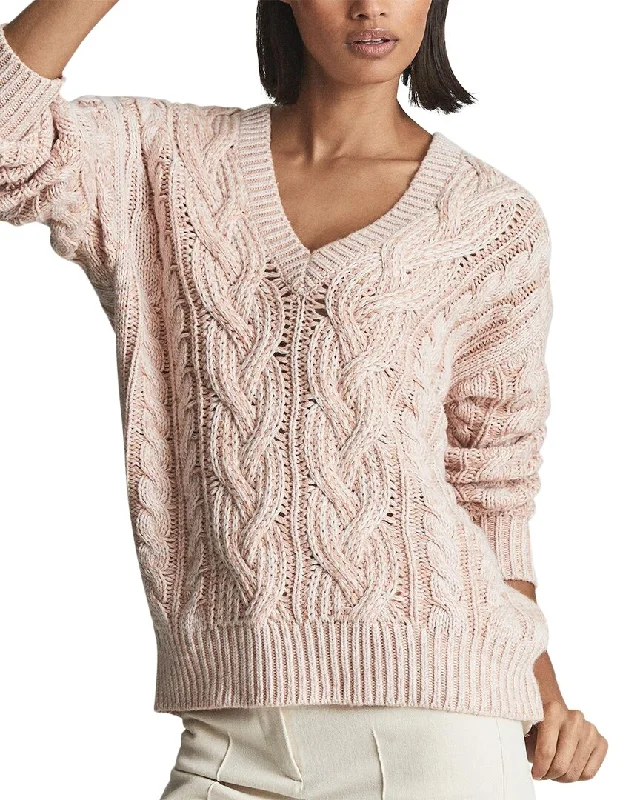 Plus Size Women's Open - Front Cardigan Style Sweater DressesReiss Esme Cable V-Neck Wool-Blend Sweater Plus Size Women's Open - Front Cardigan Style Sweater DressesReiss Esme Cable V-Neck Wool-Blend Sweater